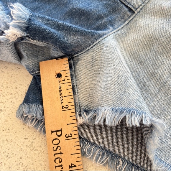 Aerie Denim Jean Shorts Pull On Patchwork Small Summer Elastic Waist Drawstring - Picture 11 of 14